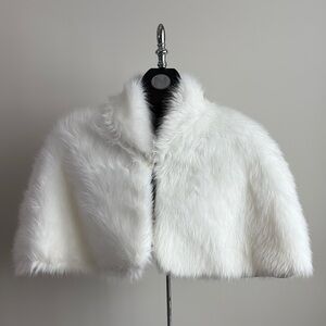 Elegant White Faux Fur Cape
